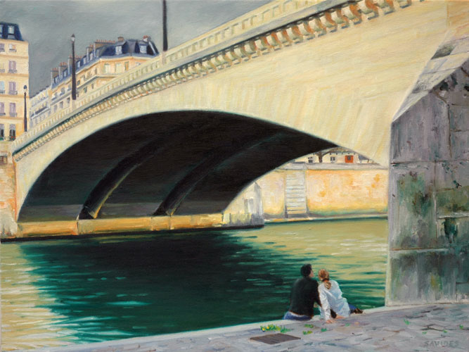 Couple under the Pont de la Tournelle, Paris